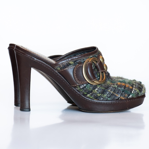 Coach Brown Tweed Claude Mules - Picture 6 of 7